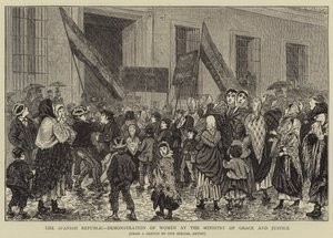 Die Spanische Republik, Demonstration von Frauen im Ministerium für Gnade und Gerechtigkeit von Alphonse Adolphe Bichard